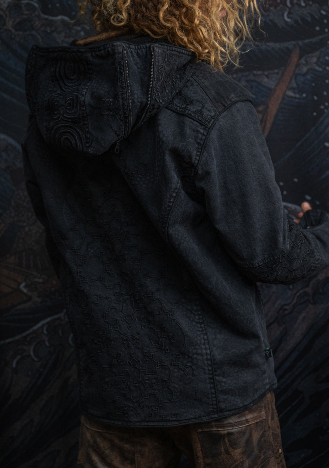 Jacket Men / Denim Stretchy Laser Print Digital Embroidery Stonewashed - DRAGONS IKARO